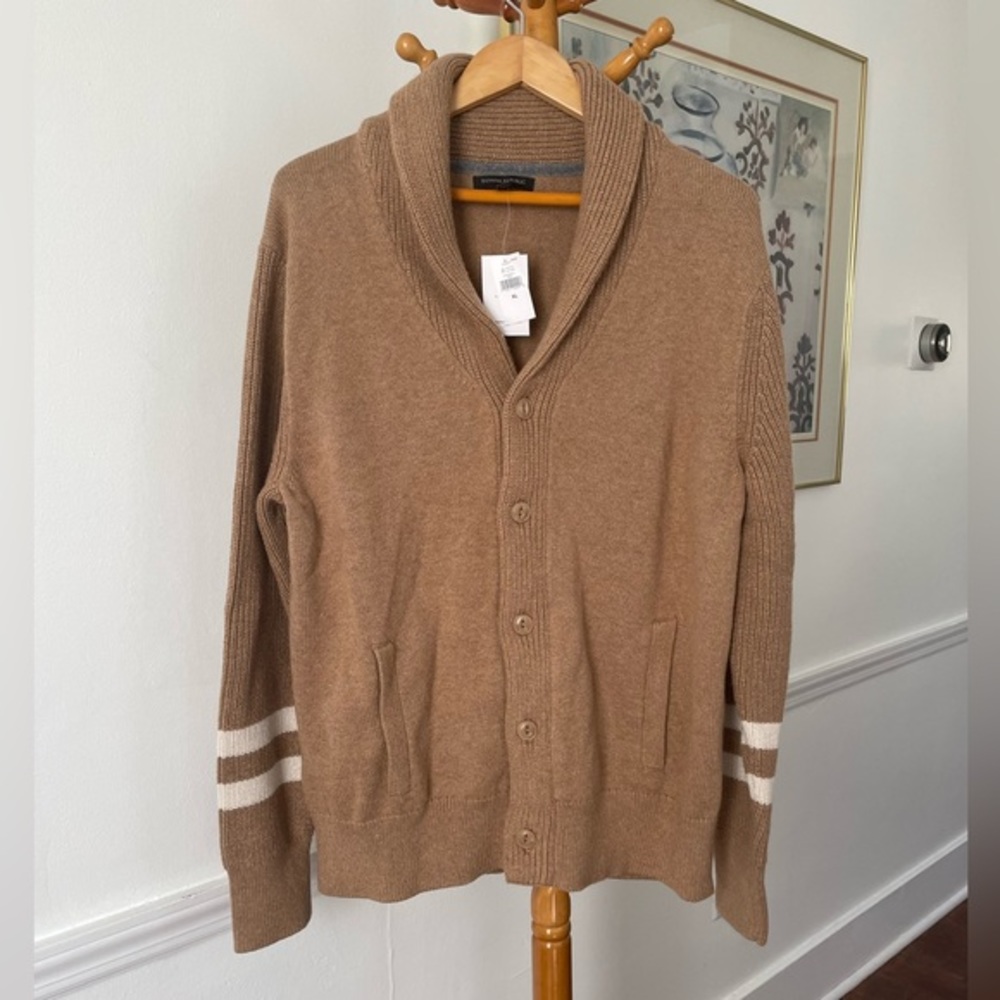 NWT Banana Republic chunky knit collared varsity grandpa cardigan, size XL